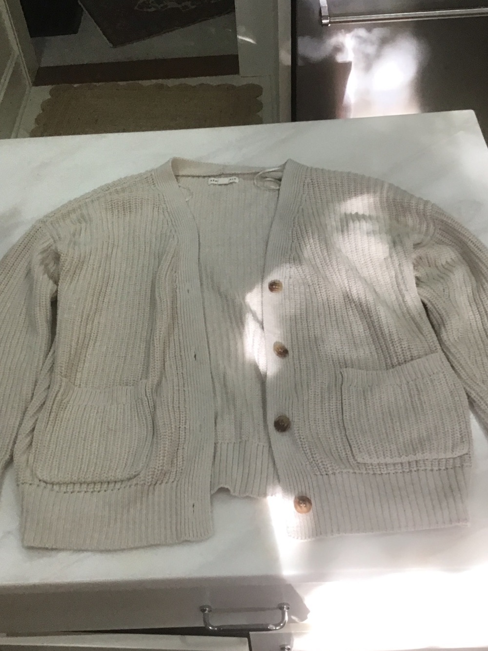 Aeropostale Cream Ribbed Button-Up Cardigan
